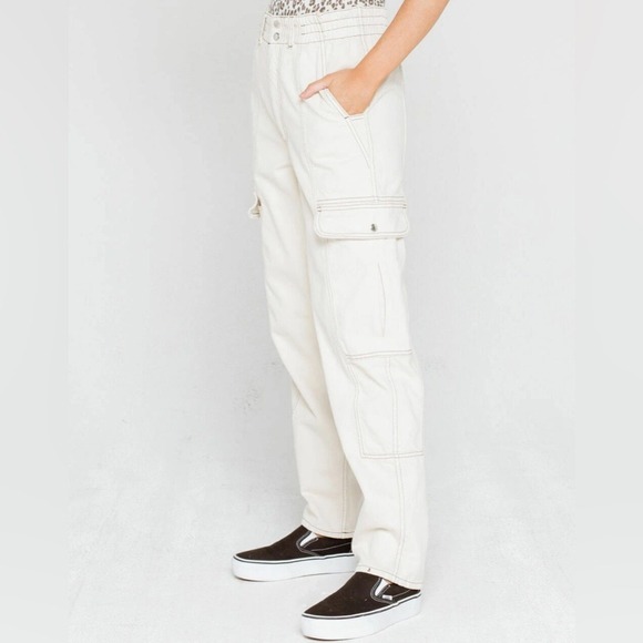 Urban‎ Outfitters BDG Relaxed Skate Cargo Jean 27 Off White Ivory Baggy Utility - Picture 10 of 12